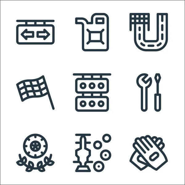 Auto Racing Line Icons Linear Set Quality Vector Line Set — Stock Vector