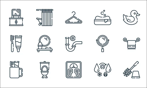 Bathroom Line Icons Linear Set Quality Vector Line Set Toilet — Stock Vector