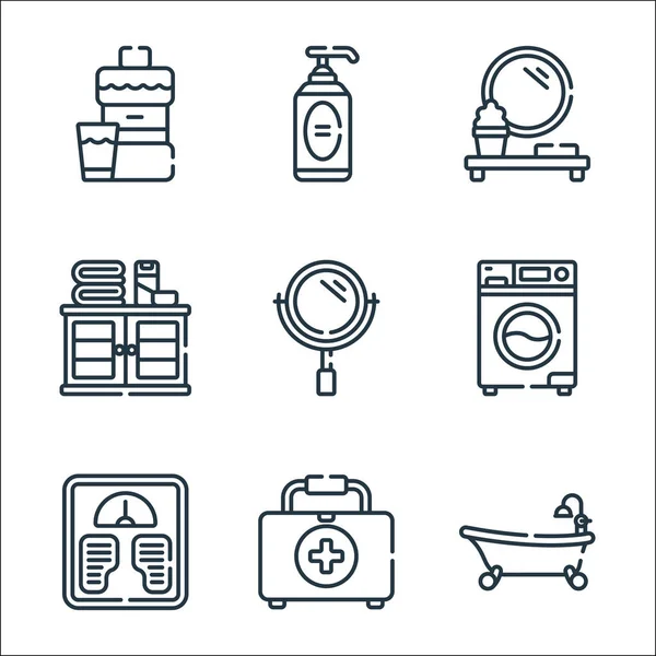 Iconos Línea Baño Conjunto Lineal Conjunto Línea Vectorial Calidad Como — Archivo Imágenes Vectoriales