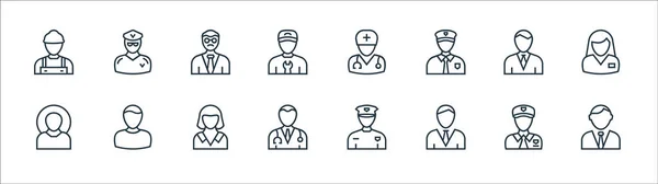 professions line icons. linear set. quality vector line set such as lawyer, employee, doctor, farmer, businessman, professor, doctor, taxi driver