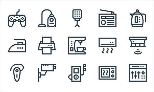Icônes Ligne Électronique Set Linéaire Ensemble Lignes Vectorielles Qualité Telles — Image vectorielle