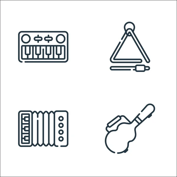 stock vector music line icons. linear set. quality vector line set such as guitar case, accordion, triangle