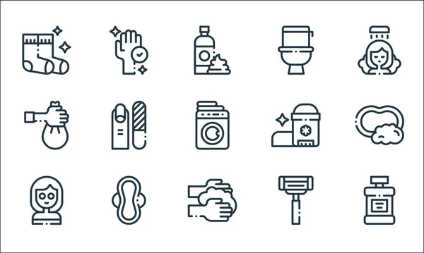 Hygiene Routine Line Icons Linear Set Quality Vector Line Set — Stock Vector