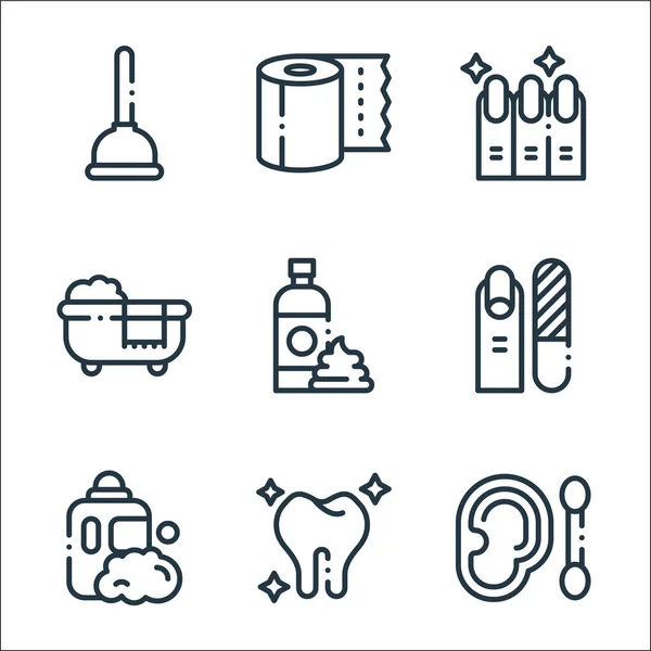 Hygiene Routine Line Icons Linear Set Quality Vector Line Set — Stock Vector