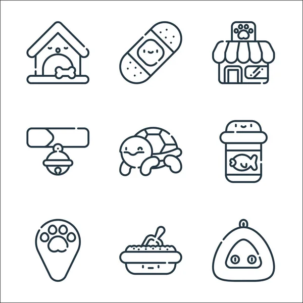 Iconos Línea Mascotas Conjunto Lineal Conjunto Línea Vectores Calidad Como — Vector de stock