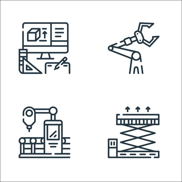 Iconos Línea Proceso Industrial Conjunto Lineal Conjunto Línea Vectorial Calidad — Vector de stock