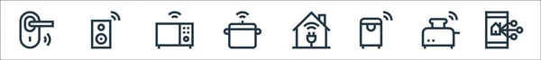 Flache Smarthome Line Symbole Lineares Set Qualitätsvektorleitungsset Wie Steuerung Toaster — Stockvektor