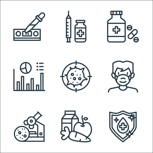 Pandemias Infecciosas Línea Iconos Conjunto Lineal Conjunto Línea Vectorial Calidad — Archivo Imágenes Vectoriales