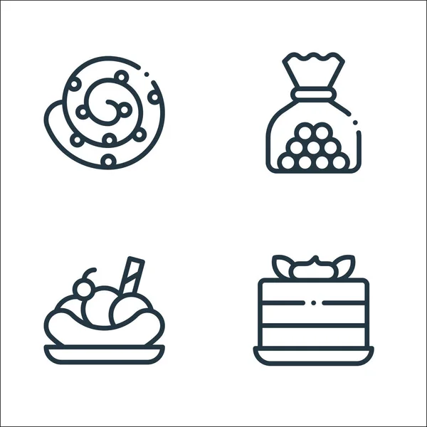 Desserts Candies Line Icons Linear Set Quality Vector Line Set — Stock Vector