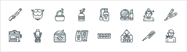 Hairdressing Barber Line Icons Linear Set Quality Vector Line Set — Stock Vector