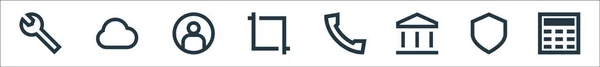 Benutzeroberfläche Zeilensymbole Lineares Set Qualitätsvektorzeilensatz Wie Taschenrechner Schild Bank Anruf — Stockvektor