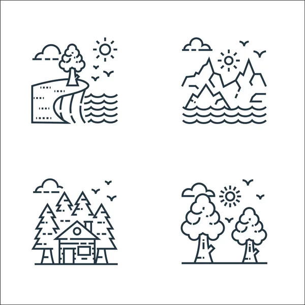 Nature Landscape Line Icons Linear Set Quality Vector Line Set — Stock Vector