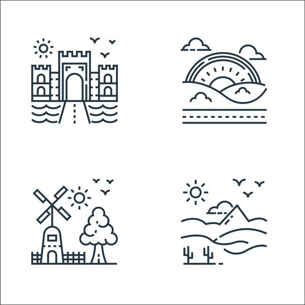 Nature Landscape Line Icons Linear Set Quality Vector Line Set — Stock Vector