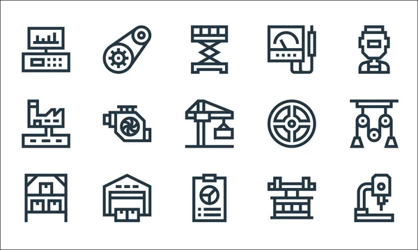 Industrial Process Line Icons Linear Set Quality Vector Line Set — Stock Vector