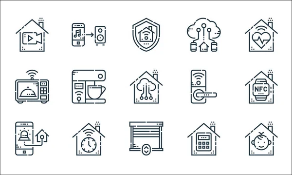 Iconos Línea Inteligente Conjunto Lineal Conjunto Línea Vectorial Calidad Como — Vector de stock