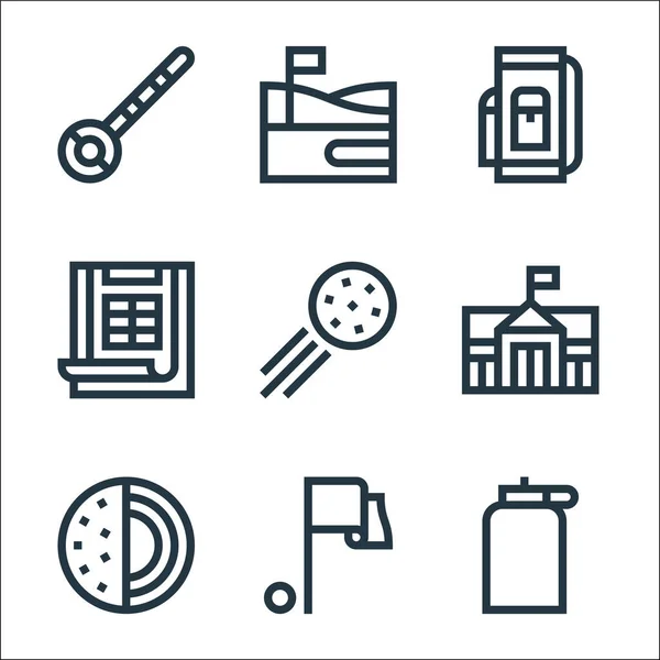 Golf Line Icons Linear Set Quality Vector Line Set Water — Stock Vector