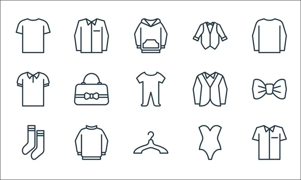 Línea Vestuario Iconos Conjunto Lineal Conjunto Línea Vectorial Calidad Como — Vector de stock