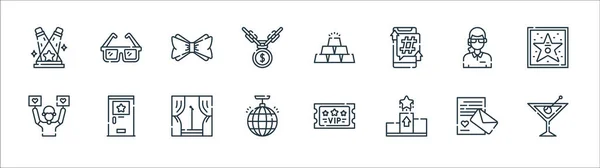 Iconos Línea Fama Conjunto Lineal Conjunto Línea Vectores Calidad Como — Vector de stock