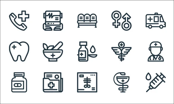 Medical Tools Line Icons Linear Set Quality Vector Line Set — Stock Vector