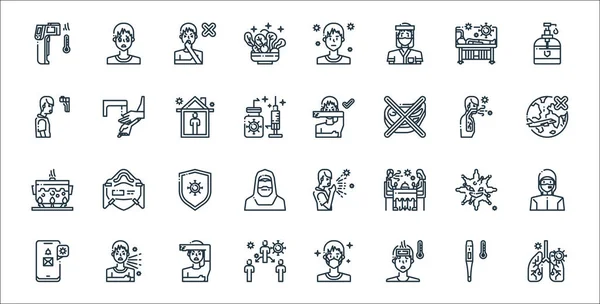 Virus Transmission Line Icons Linear Set Quality Vector Line Set — Stock Vector