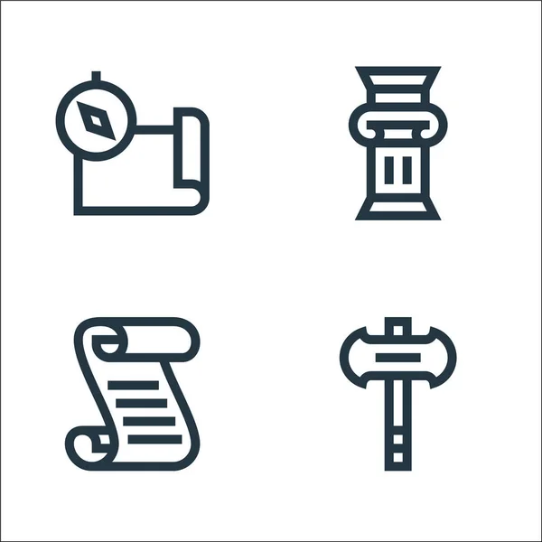 History Line Icons Linear Set Quality Vector Line Set Axe — Stock Vector