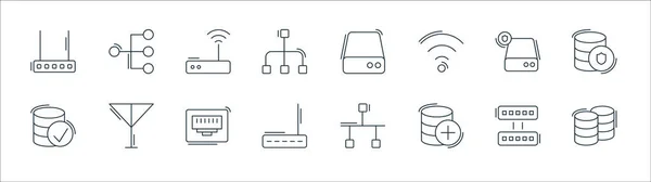 Veritabanı Çizgi Simgeleri Doğrusal Küme Veritabanı Veritabanı Yönlendirici Sabit Disk — Stok Vektör