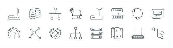 Network Database Line Icons Linear Set Quality Vector Line Set — Stock Vector
