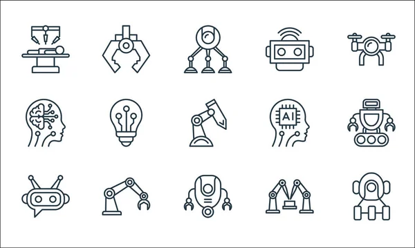 Iconos Línea Robótica Conjunto Lineal Conjunto Línea Vectores Calidad Como — Archivo Imágenes Vectoriales