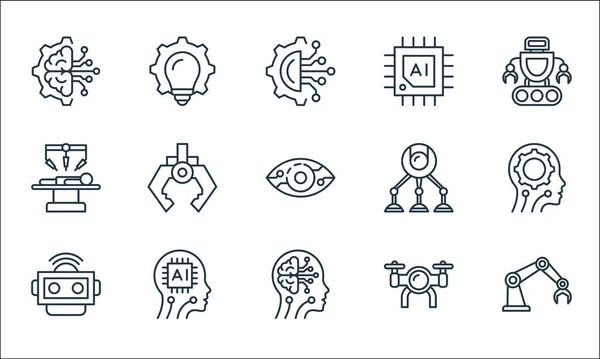 Iconos Línea Robótica Conjunto Lineal Conjunto Línea Vectores Calidad Como — Vector de stock