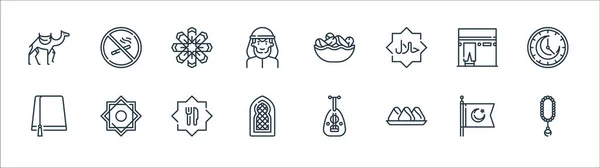 Iconos Línea Ramadán Conjunto Lineal Conjunto Línea Vectorial Calidad Como — Archivo Imágenes Vectoriales