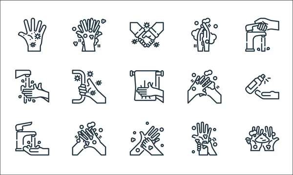 Washing Hand Line Icons Linear Set Quality Vector Line Set — Stock Vector