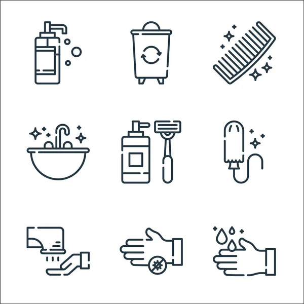 Hygiene Routine Line Icons Linear Set Quality Vector Line Set — Stock Vector