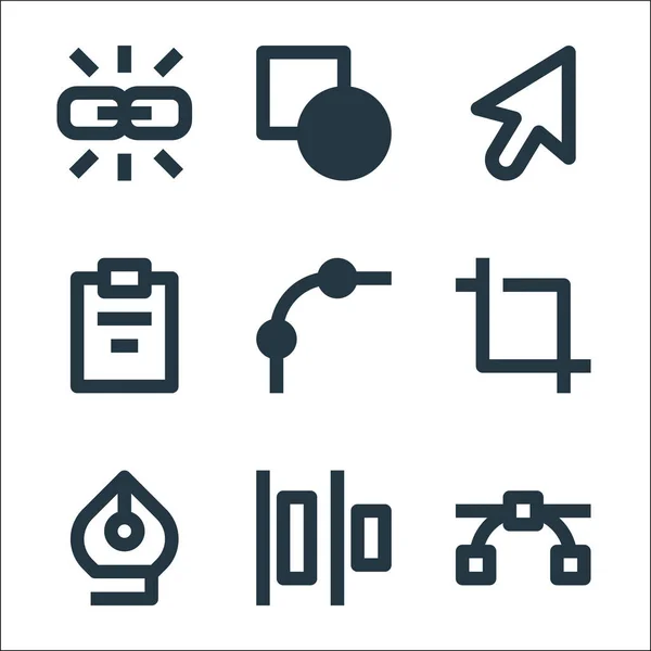 Symbole Für Grafische Designlinien Lineares Set Qualitätsvektorzeilensatz Wie Knoten Ausrichten — Stockvektor