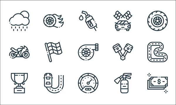 Autoracing Line Icons Linear Set Quality Vector Line Set Money — Stock Vector