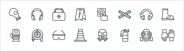 Flat Rescue Protective Line Icons Linear Set Quality Vector Line — Stock Vector