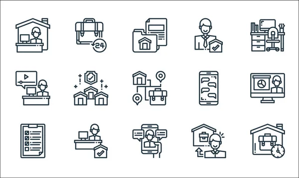 Home Line Icons Linear Set Quality Vector Line Set Working — Stock Vector