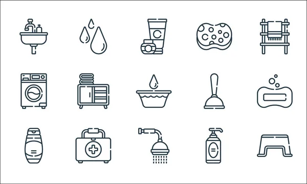 Bathroom Line Icons Linear Set Quality Vector Line Set Stool — Stock Vector