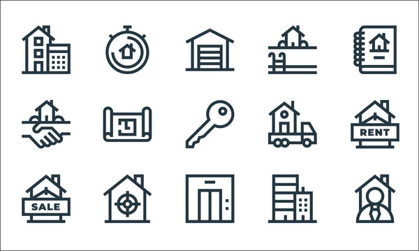 Real Estate Line Icons Linear Set Quality Vector Line Set — Stock Vector