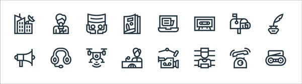 News Line Icons Linear Set Quality Vector Line Set Radio — Stock Vector