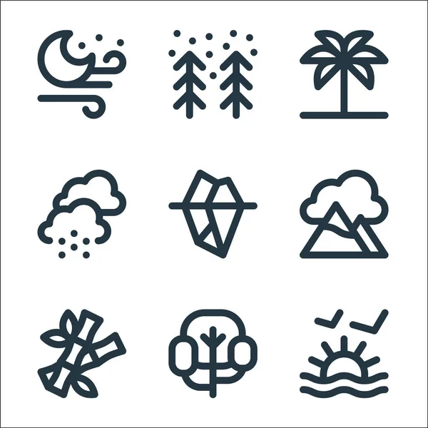Nature Line Icons Линейное Множество Набор Векторных Линий Качества Таких — стоковый вектор
