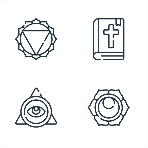 Symboles Spirituels Ligne Icônes Set Linéaire Ensemble Lignes Vectorielles Qualité — Image vectorielle