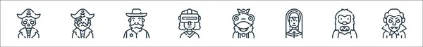 Fantastic Characters Line Icons Линейное Множество Набор Векторных Линий Качества — стоковый вектор