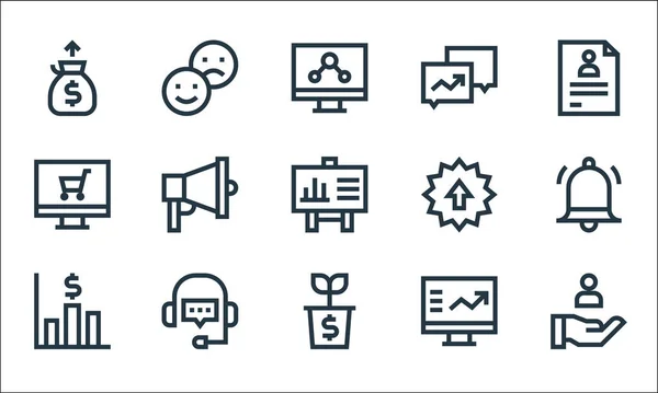 Icônes Ligne Marketing Croissance Set Linéaire Ensemble Lignes Vectorielles Qualité — Image vectorielle