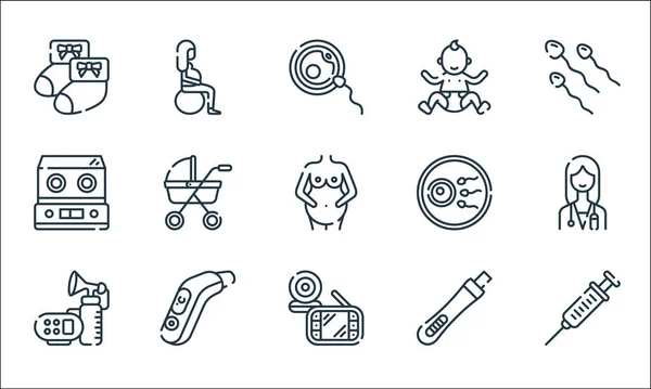 Maternity Line Icons Linear Set Quality Vector Line Set Syringe — Stock Vector