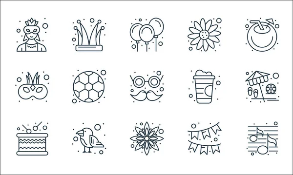 Brazilian Carnival Line Icons Linear Set Quality Vector Line Set — Stock Vector