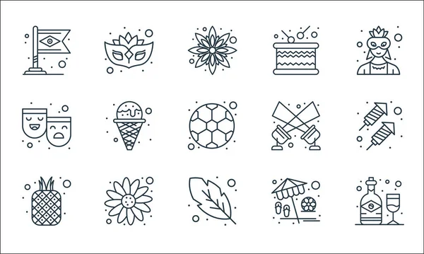 Brazilian Carnival Line Icons Linear Set Quality Vector Line Set — Stock Vector