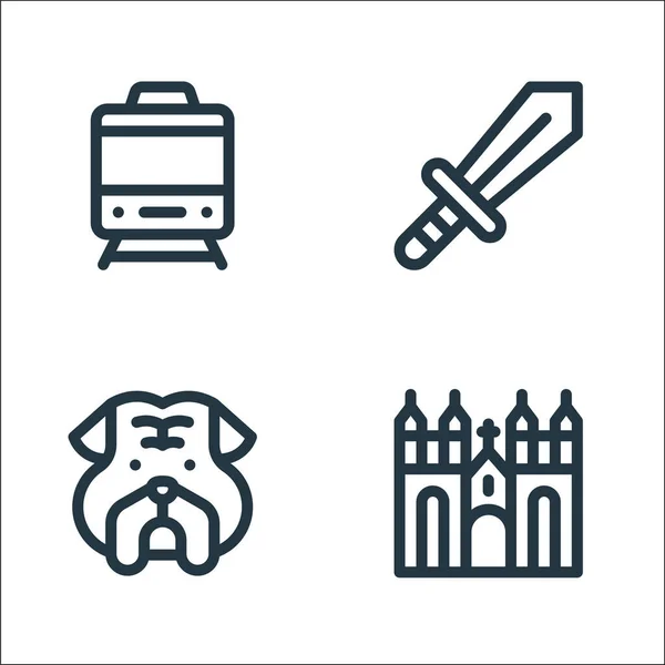 Iconos Inglaterra Conjunto Lineal Conjunto Línea Vectorial Calidad Como Westminster — Vector de stock