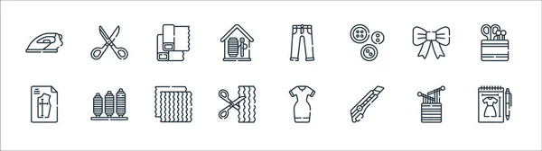 Sewing Line Icons Linear Set Quality Vector Line Set Sketch — Stock Vector