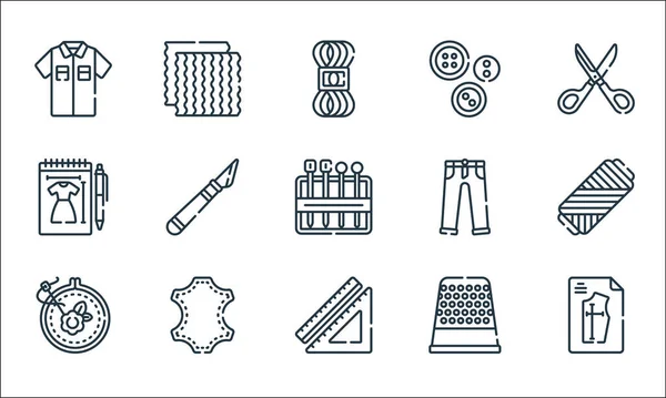 Sewing Line Icons Linear Set Quality Vector Line Set Pattern — Stock Vector