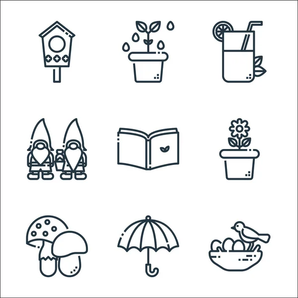 Spring Season Line Icons Linear Set Quality Vector Line Set — Stock Vector